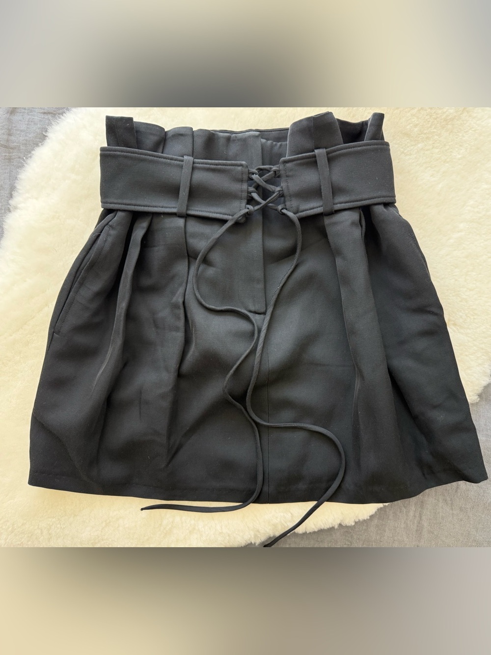 IRO Black Lace-Up Waist Skirt